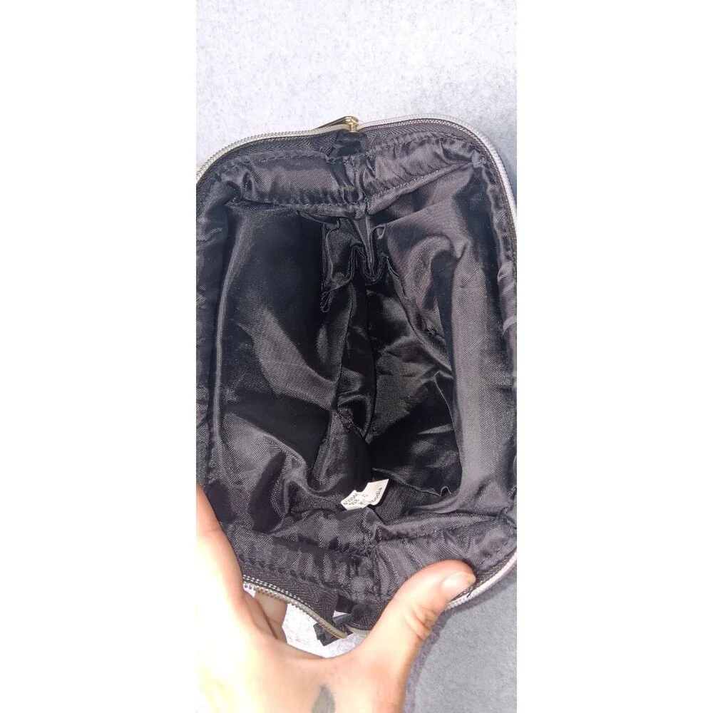NWT! Modella Quilted Cosmetic Makeup Bag Black Geometric Travel Toiletry Case